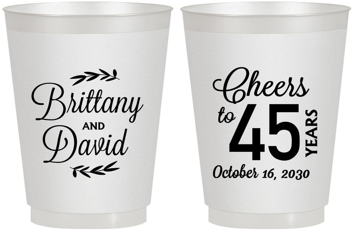 Personalized Anniversary 16 oz Frosted Cups - Cheers To 45 Years | 80036