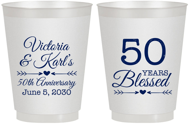 Personalized Anniversary 16 oz Frosted Cups - 50 Years Blessed | 80037