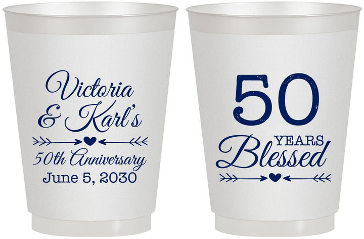Personalized Anniversary 16 oz Frosted Cups - 50 Years Blessed | 80037