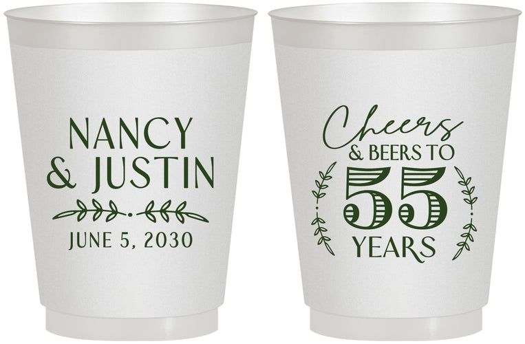 Personalized Anniversary 16 oz Frosted Cups - Cheers To 55 Years | 80038