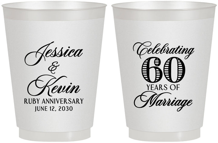 Personalized Anniversary 16 oz Frosted Cups - 60 Years Of Marriage | 80039