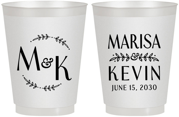 Personalized Wedding 16 oz Frosted Cups - Two Letter Monogram | 801