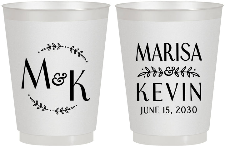 Personalized Wedding 16 oz Frosted Cups - Two Letter Monogram | 801