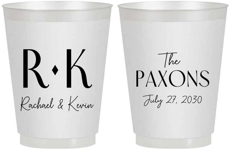 Personalized Wedding 16 oz Frosted Cups - Two Letter Monogram | 802