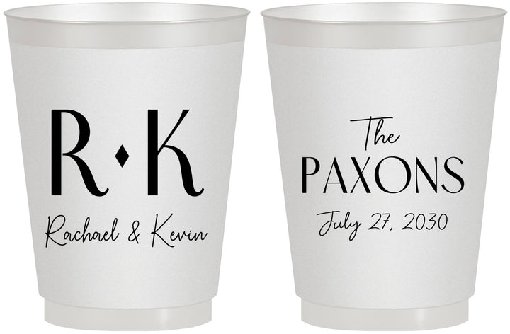 Personalized Wedding 16 oz Frosted Cups - Two Letter Monogram | 802