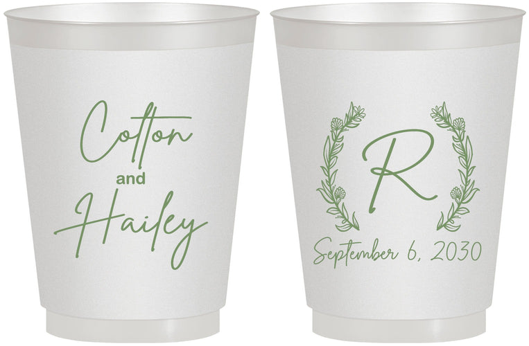 Personalized Wedding 16 oz Frosted Cups - Monogram | 803