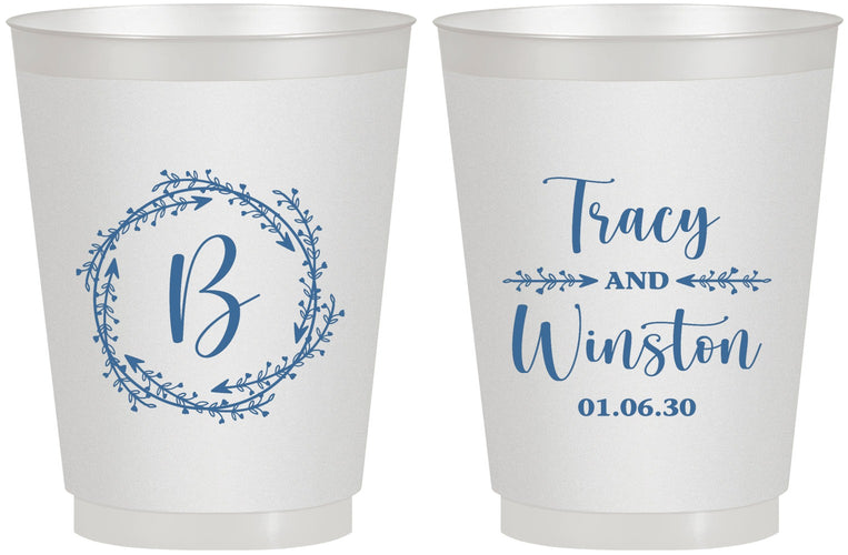 Personalized Wedding 16 oz Frosted Cups - Monogram | 804