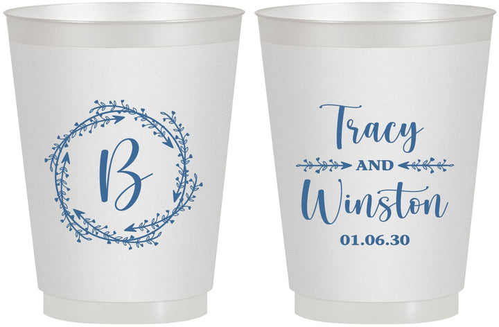 Personalized Wedding 16 oz Frosted Cups - Monogram | 804