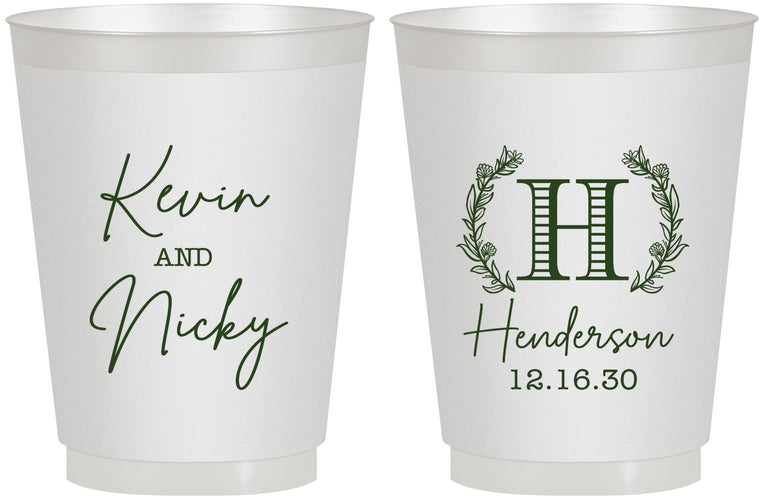 Personalized Wedding 16 oz Frosted Cups - Monogram | 805