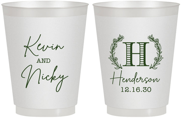 Personalized Wedding 16 oz Frosted Cups - Monogram | 805