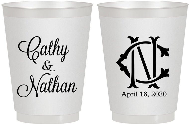 Personalized Wedding 16 oz Frosted Cups - Two Letter Monogram | 807