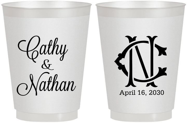 Personalized Wedding 16 oz Frosted Cups - Two Letter Monogram | 807