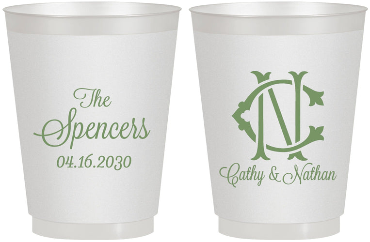 Personalized Wedding 16 oz Frosted Cups - Two Letter Monogram | 808