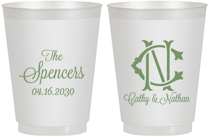 Personalized Wedding 16 oz Frosted Cups - Two Letter Monogram | 808