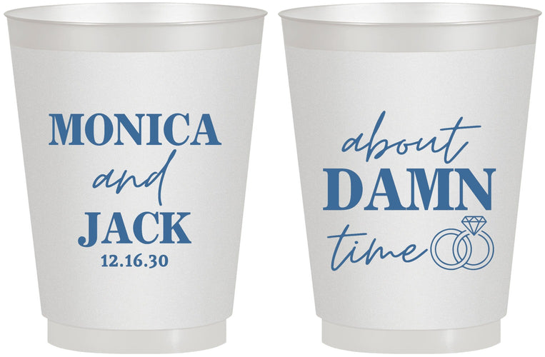 Personalized Wedding 16 oz Frosted Cups - About Damn Time | 809