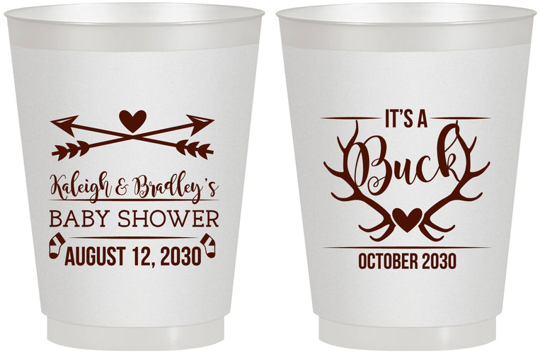 Personalized Baby Shower 16 oz Frosted Cups - It’s A Buck Antler | 90000