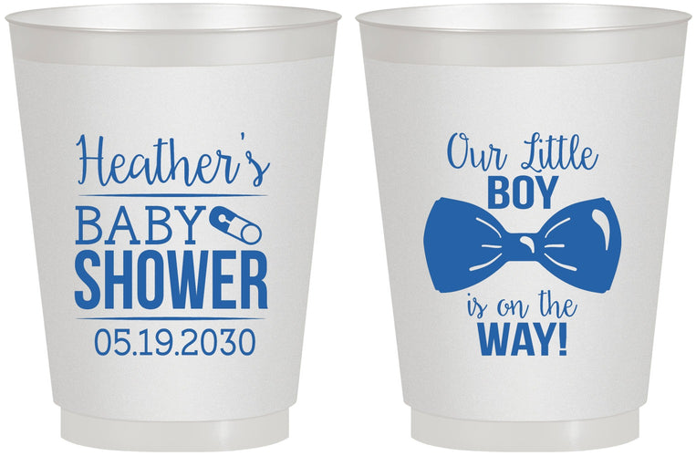 Personalized Baby Shower 16 oz Frosted Cups - Little Boy Is On The Way | 90005