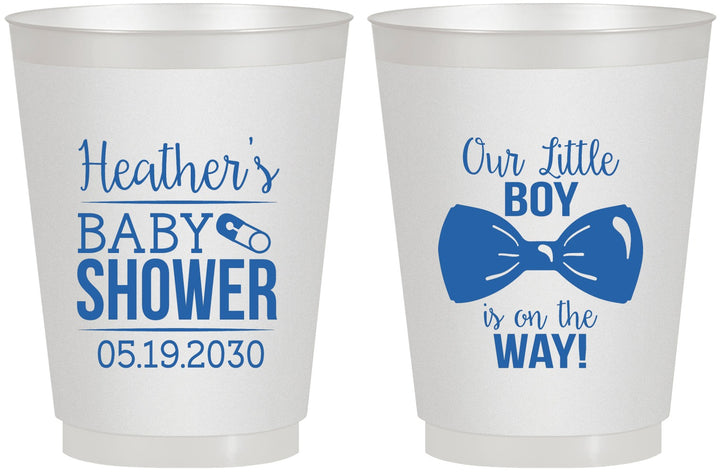 Personalized Baby Shower 16 oz Frosted Cups - Little Boy Is On The Way | 90005