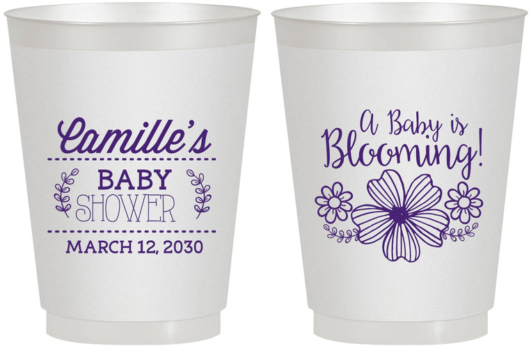 Personalized Baby Shower 16 oz Frosted Cups - Blooming | 90009