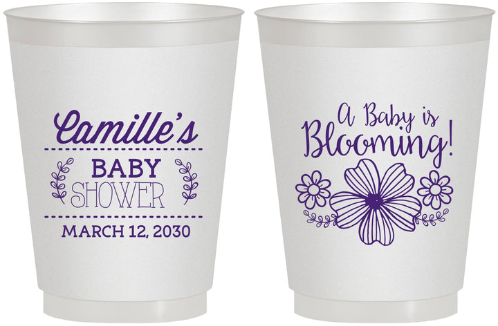 Personalized Baby Shower 16 oz Frosted Cups - Blooming | 90009