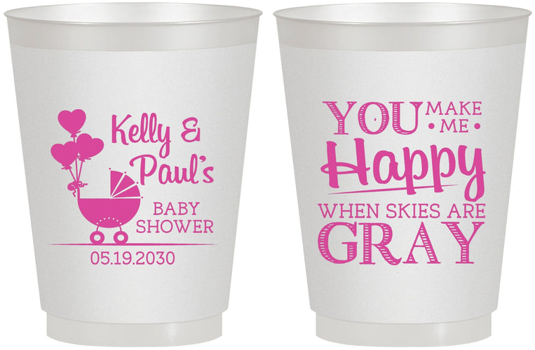 Personalized Baby Shower 16 oz Frosted Cups - You Make Me Happy | 90010