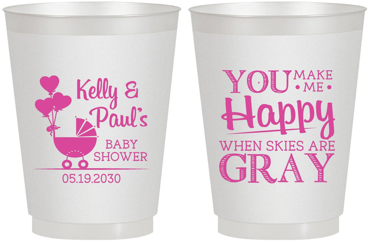 Personalized Baby Shower 16 oz Frosted Cups - You Make Me Happy | 90010
