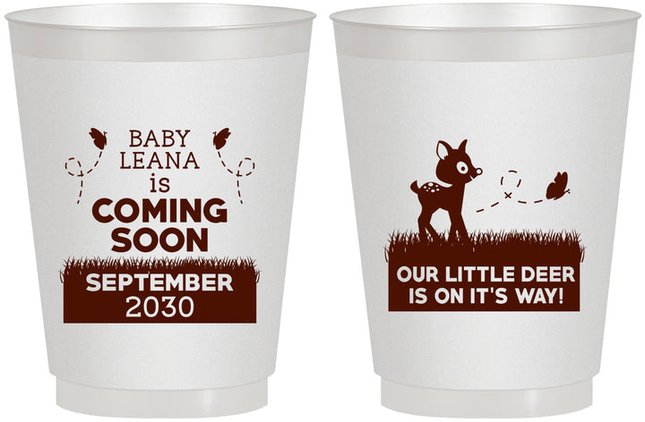 Personalized Baby Shower 16 oz Frosted Cups - Little Deer On The Way | 90011