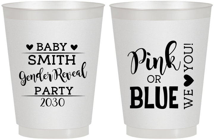 Personalized Baby Shower 16 oz Frosted Cups - Gender Reveal Pink Or Blue | 90012