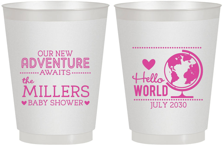 Personalized Baby Shower 16 oz Frosted Cups - Hello World | 90013