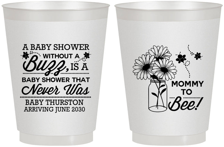 Personalized Baby Shower 16 oz Frosted Cups - Mommy To Bee | 90016