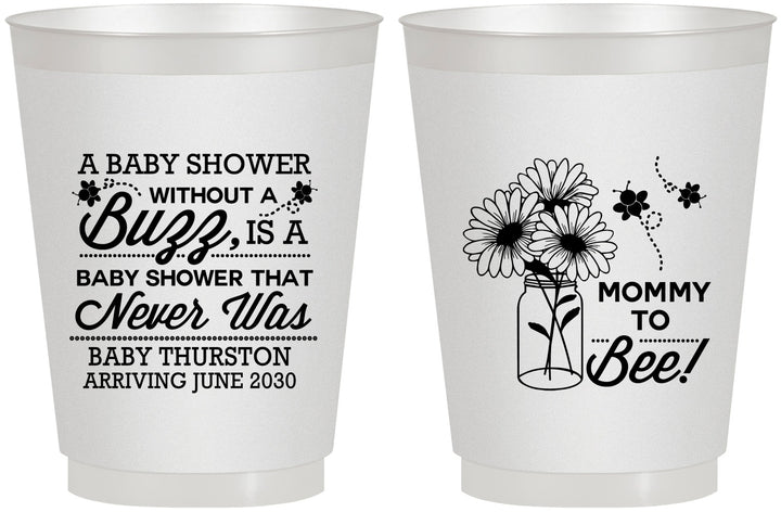 Personalized Baby Shower 16 oz Frosted Cups - Mommy To Bee | 90016