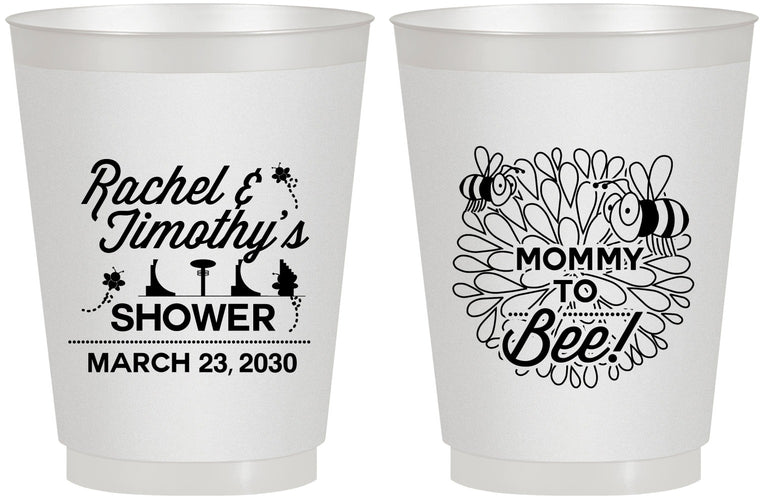 Personalized Baby Shower 16 oz Frosted Cups - Mommy To Bee | 90017