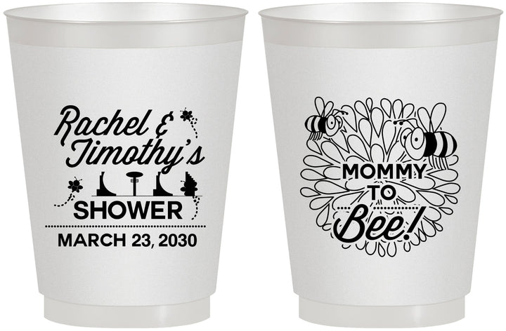 Personalized Baby Shower 16 oz Frosted Cups - Mommy To Bee | 90017