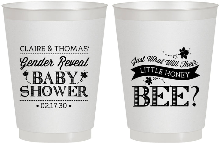 Personalized Baby Shower 16 oz Frosted Cups - Little Honey Bee | 90018