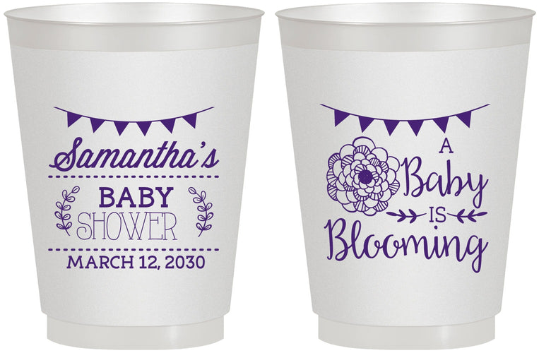Personalized Baby Shower 16 oz Frosted Cups - Blooming | 90020