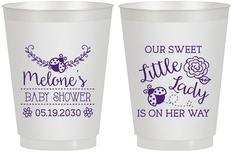 Personalized Baby Shower 16 oz Frosted Cups - Little Lady On The Way | 90021
