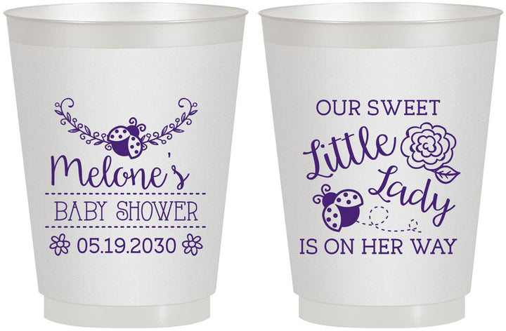 Personalized Baby Shower 16 oz Frosted Cups - Little Lady On The Way | 90021