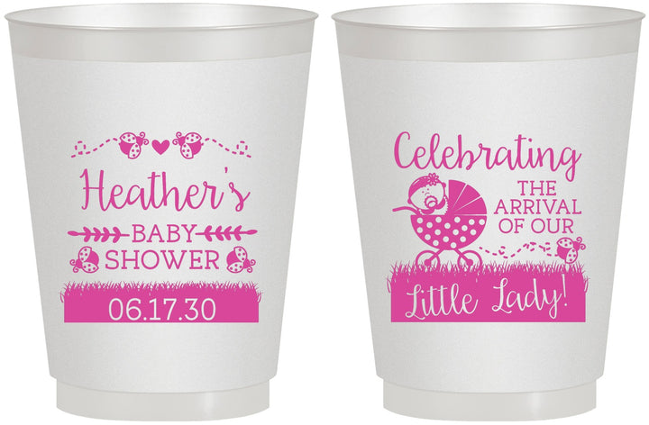 Personalized Baby Shower 16 oz Frosted Cups - Little Lady On The Way | 90023