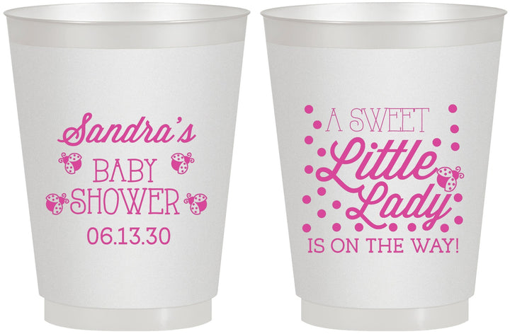 Personalized Baby Shower 16 oz Frosted Cups - Sweet Little Lady | 90024