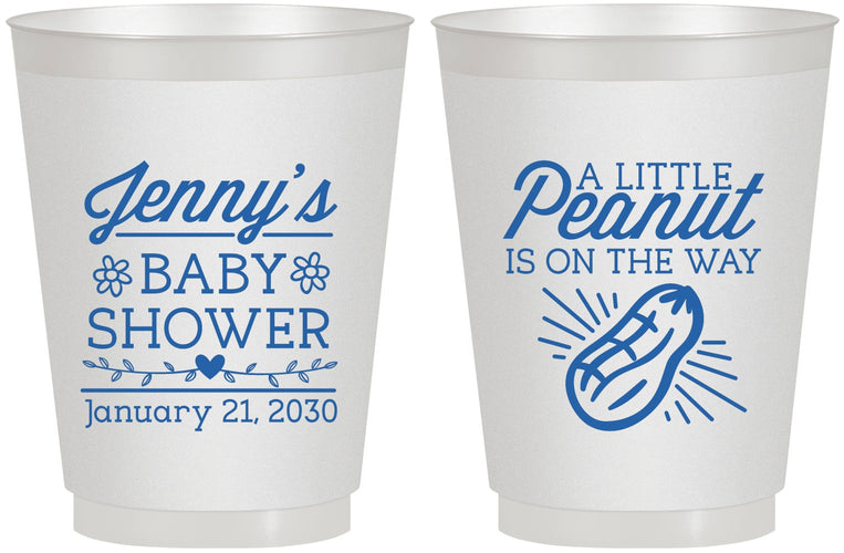 Personalized Baby Shower 16 oz Frosted Cups - Peanut On The Way | 90025