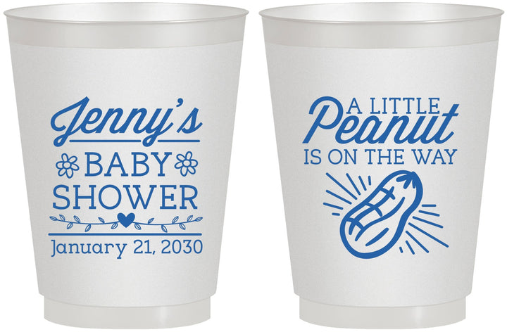 Personalized Baby Shower 16 oz Frosted Cups - Peanut On The Way | 90025