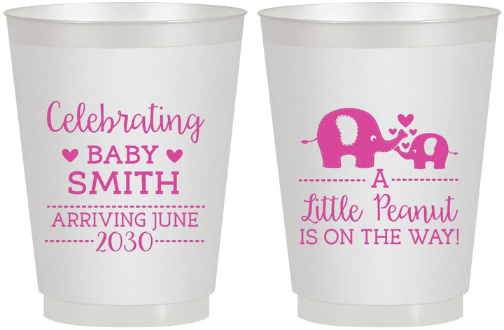 Personalized Baby Shower 16 oz Frosted Cups - Peanut On The Way | 90027