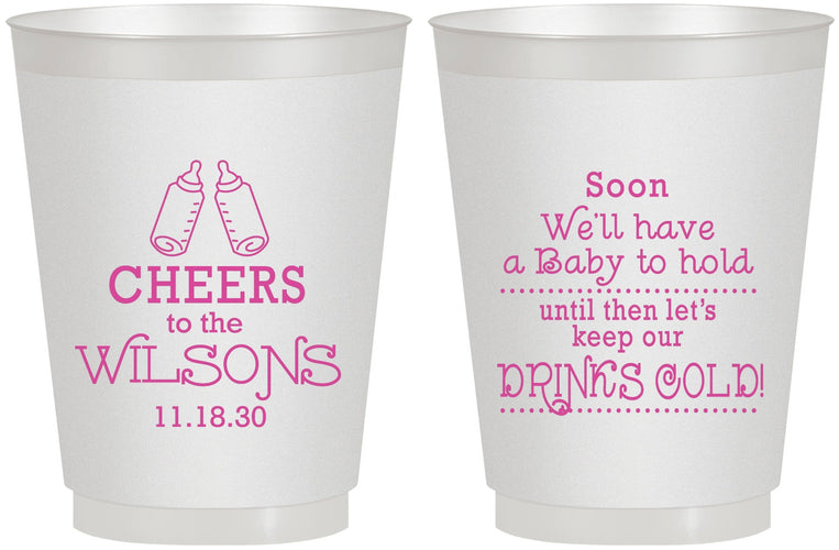 Personalized Baby Shower 16 oz Frosted Cups - Cheers Bottle | 90031