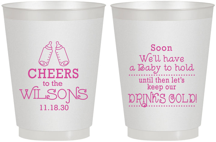 Personalized Baby Shower 16 oz Frosted Cups - Cheers Bottle | 90031