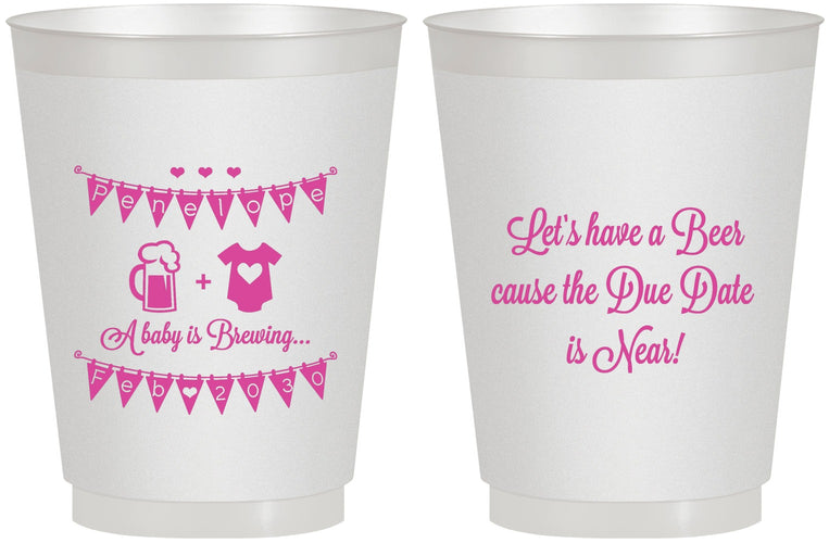 Personalized Baby Shower 16 oz Frosted Cups - Beer Due Date Is Near | 90032