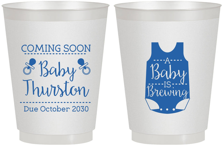 Personalized Baby Shower 16 oz Frosted Cups - Baby Is Brewing | 90039