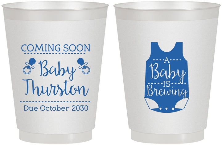 Personalized Baby Shower 16 oz Frosted Cups - Baby Is Brewing | 90039