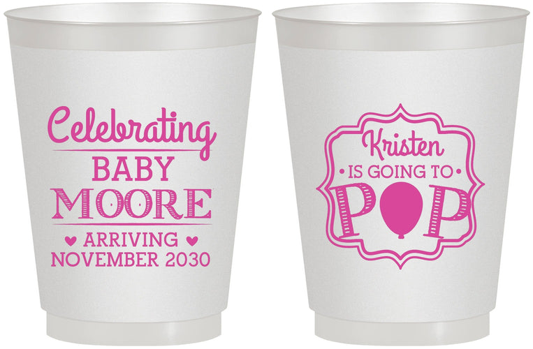 Personalized Baby Shower 16 oz Frosted Cups - Going To Pop | 90040