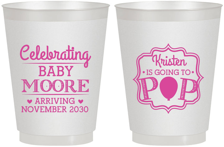 Personalized Baby Shower 16 oz Frosted Cups - Going To Pop | 90040