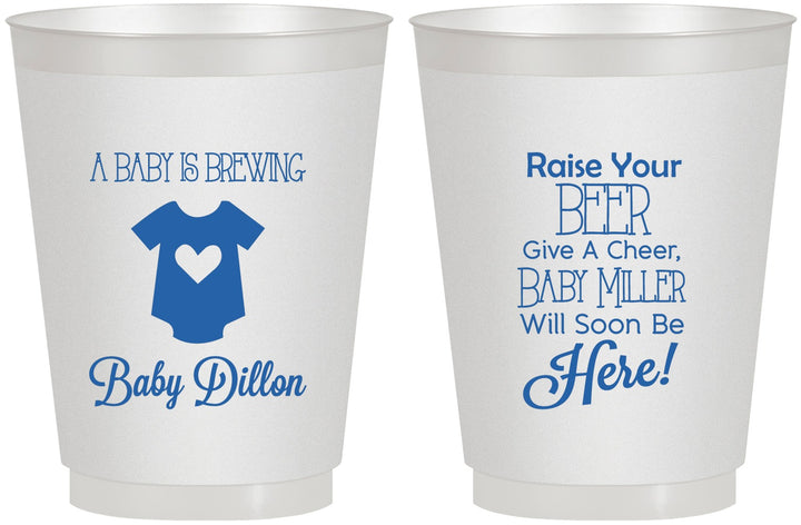 Personalized Baby Shower 16 oz Frosted Cups - Baby Is Brewing | 90041